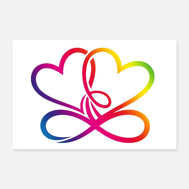 Two Hearts Rainbow Infinity Love CSD LGBT Poster 12" x 8" (30x20 cm)