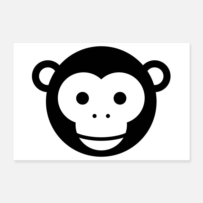 Monkey Head – Cute Monkey Face Cartoon Poster 12" x 8" (30x20 cm)