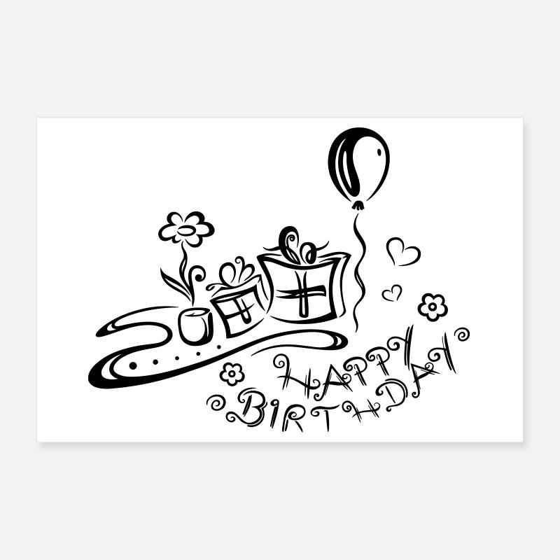Happy Birthday motif, Congratulations Poster 12" x 8" (30x20 cm)