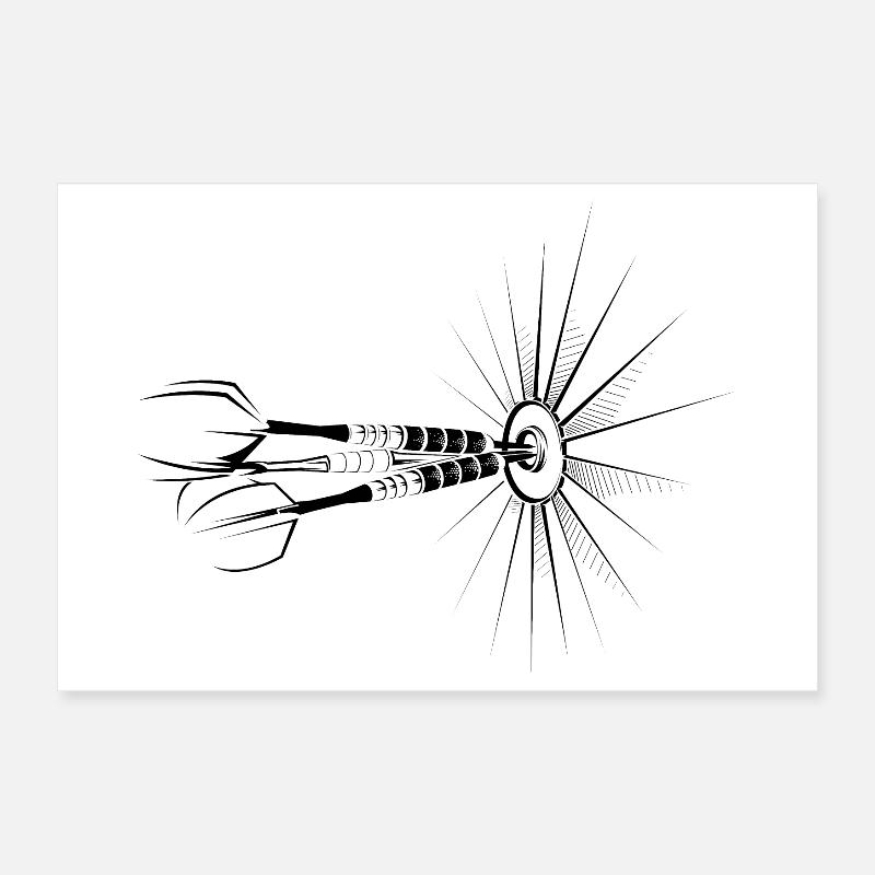 Dart bullseye arrows illustration dart player Poster 12" x 8" (30x20 cm)