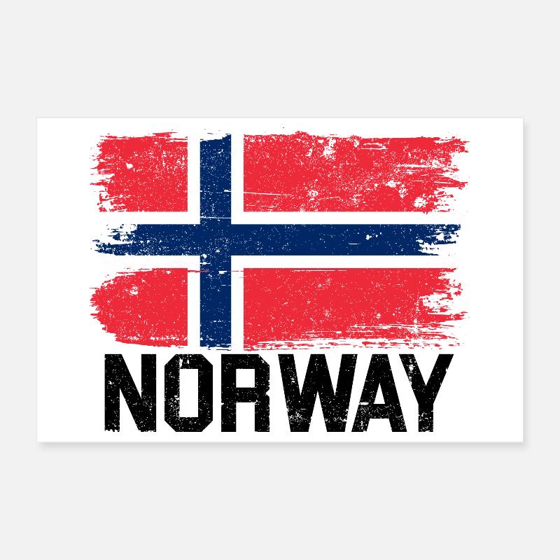 Drapeau norvégien du Nordic Grunge Poster 30 x 20 cm