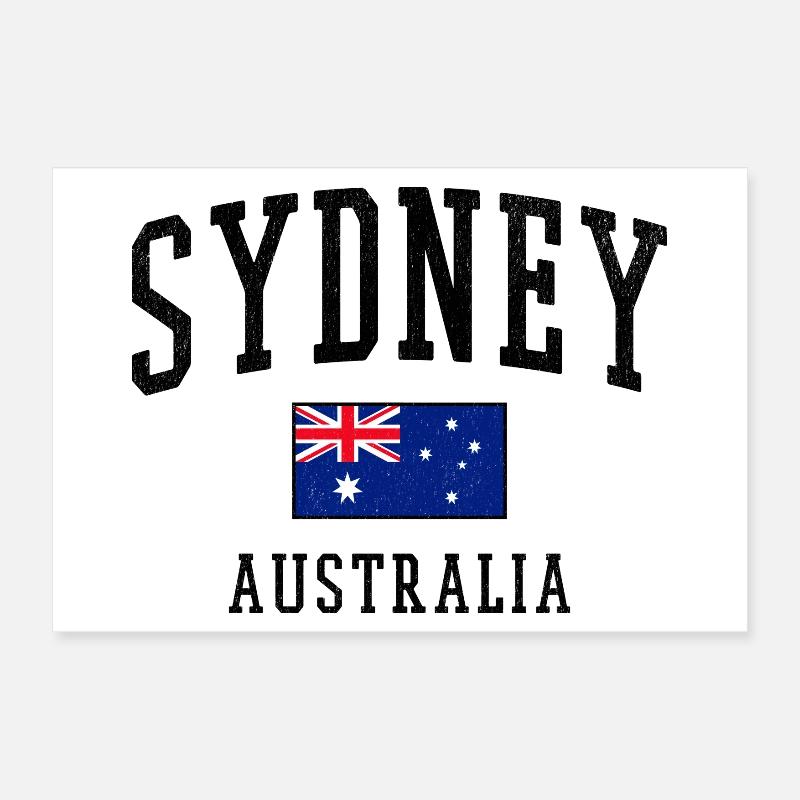 Sydney Australia Flag Cities Design Poster 12" x 8" (30x20 cm)