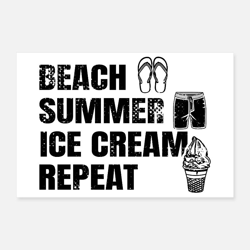 Plage Été Crème glacée Répétition Poster 30 x 20 cm