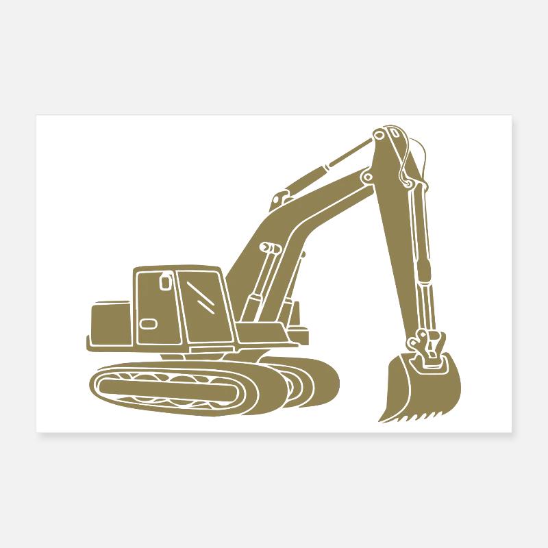 Excavator Silhouette Construction Equipment Operator Civil Engineering Poster 12" x 8" (30x20 cm)