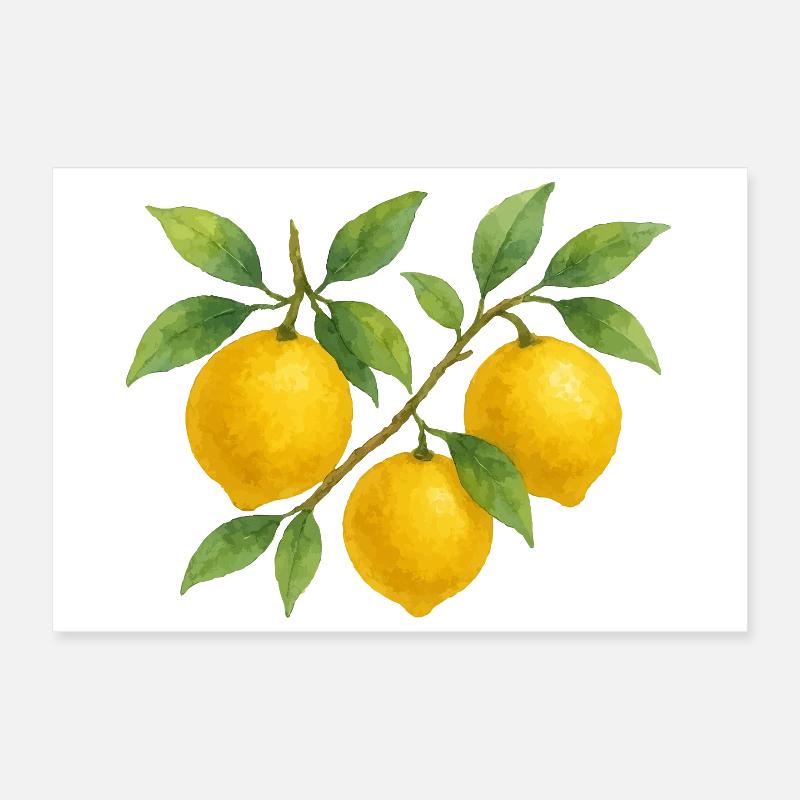 Branche de citron aquarelle design Poster 30 x 20 cm