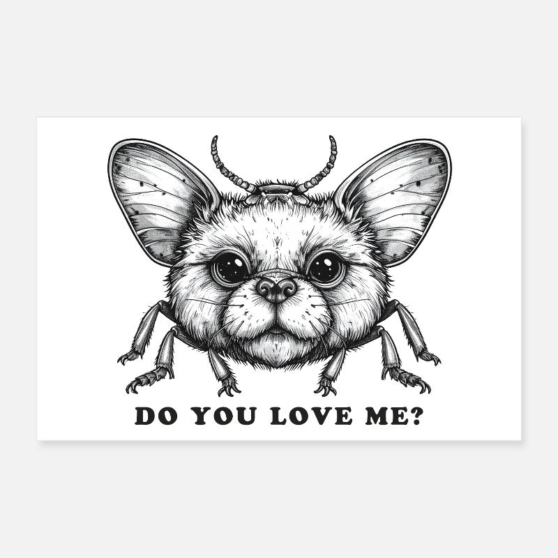 Une créature fantastique avec la question Me aimes-tu ? Poster 30 x 20 cm