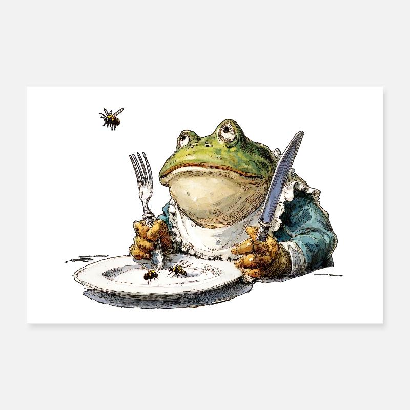 Grenouille galante à la table à manger Poster 30 x 20 cm