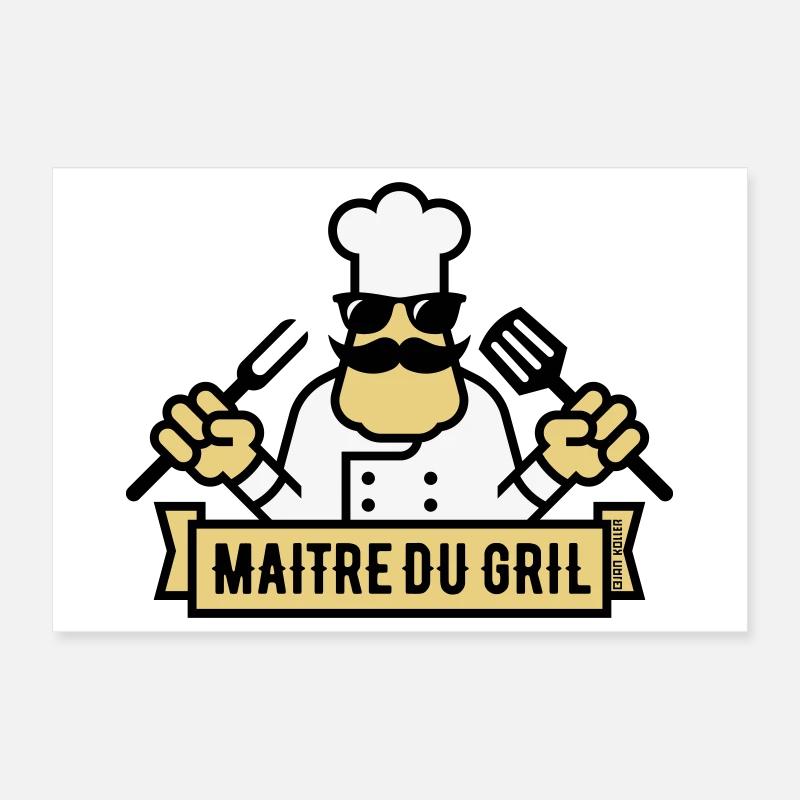 Maître Du Gril (Griller / Barbecue / BBQ / 3C) Poster 30 x 20 cm