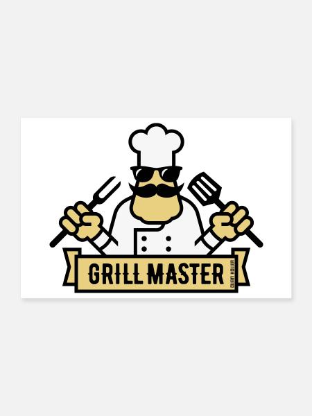 Grill Master (Grilling / Barbecue / BBQ / 3C) - Poster 12" x 8" (30x20 cm) - white - Front