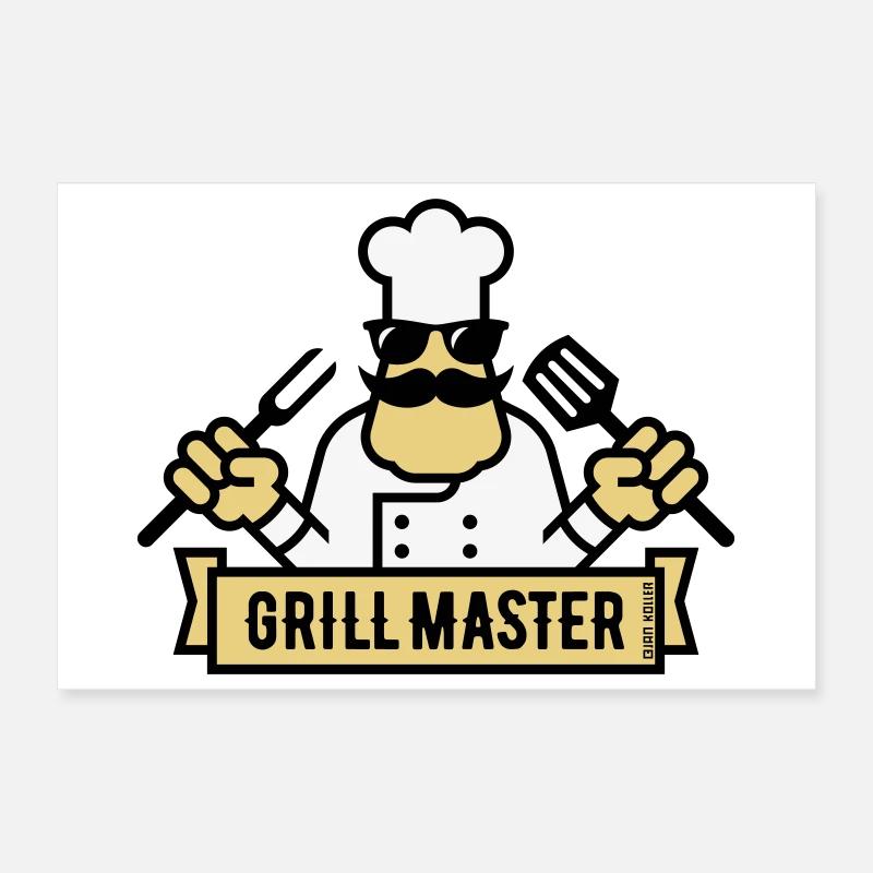 Grill Master (Grillen / Grillen / BBQ / 3C) Poster 30x20 cm