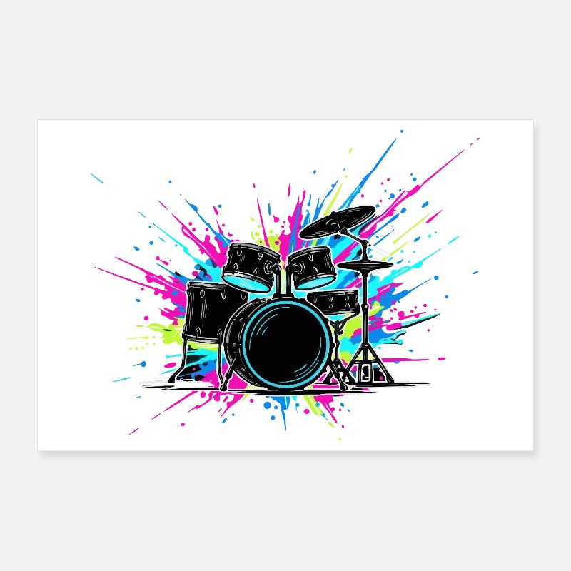 Schlagzeug bunt Poster 30x20 cm