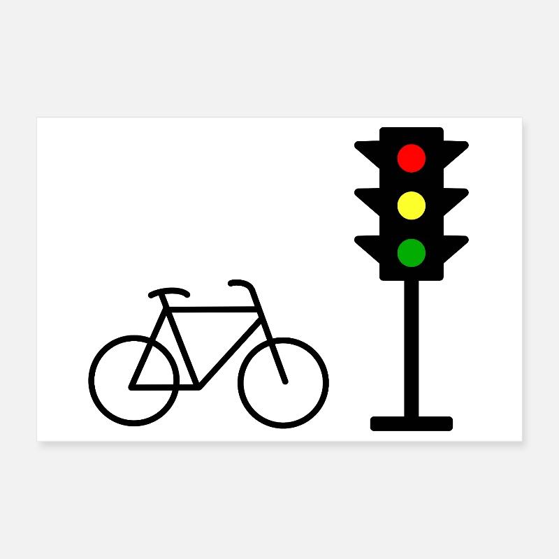 Empreinte de feu de circulation avec vélo Poster 30 x 20 cm