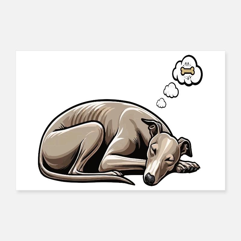 Whippet Greyhound Whippets Greyhound Owner Poster 12" x 8" (30x20 cm)