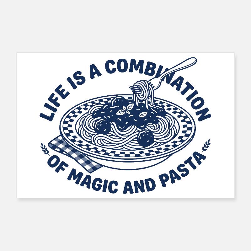 Pasta Plate Retro - Spaghetti Lover Poster 12" x 8" (30x20 cm)