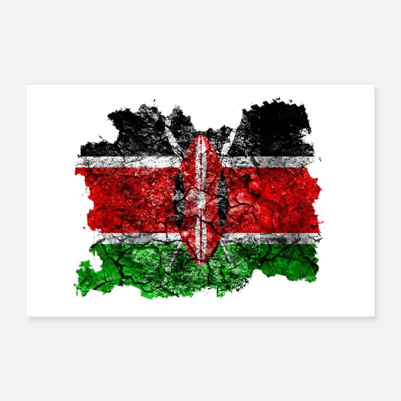 Kenia Vintage Flagge Poster 30x20 cm