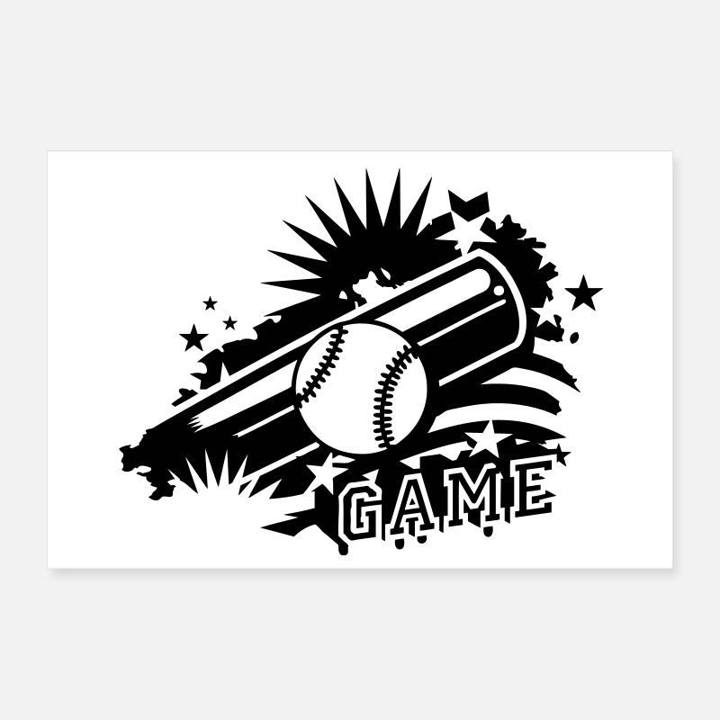 Une balle de baseball et une batte de base-ball Poster 30 x 20 cm
