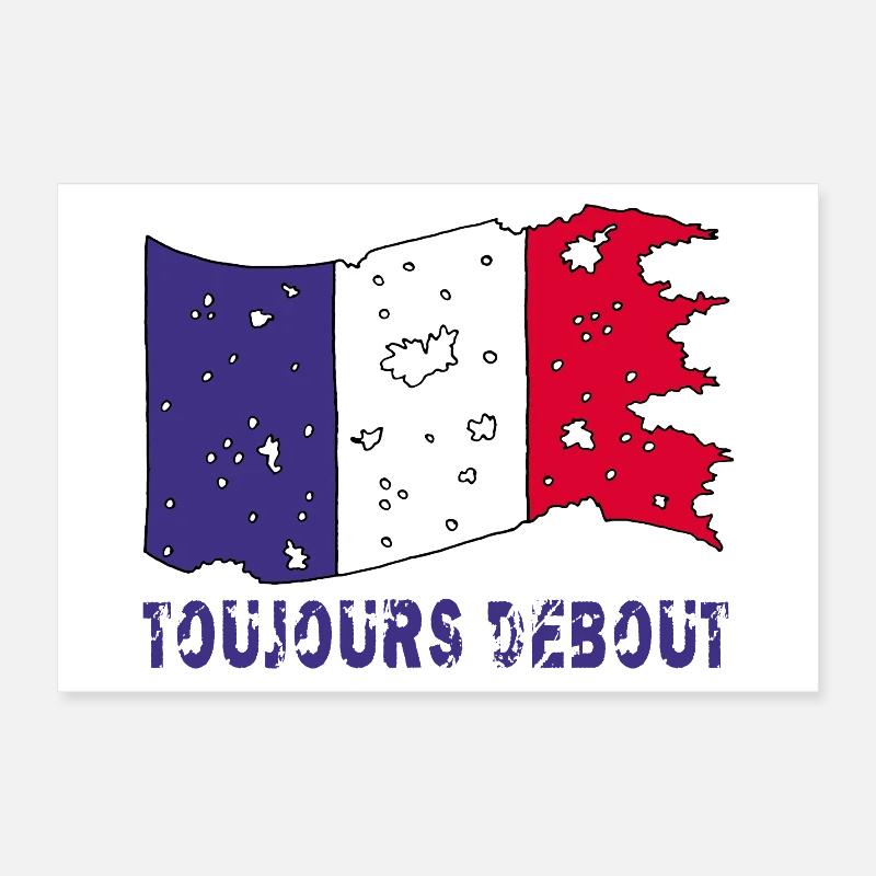 Drapeau français déchiré mais toujours debout ! Poster 30 x 20 cm
