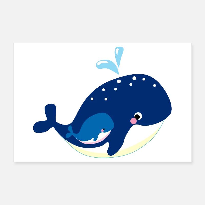 Kleiner Wal mit Mutter Meermotiv Poster 30x20 cm