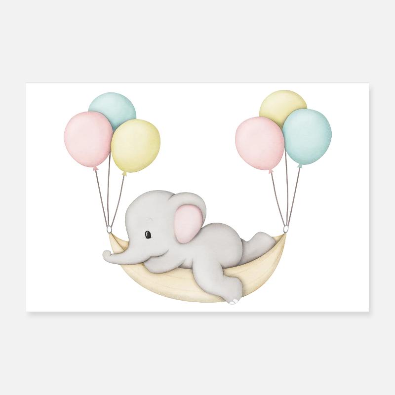 mignon bébé éléphant dans un hamac Poster 30 x 20 cm