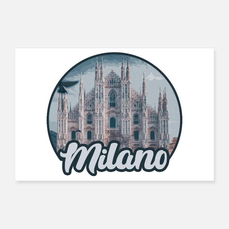 Silhouette du Duomo de Milano Poster 30 x 20 cm
