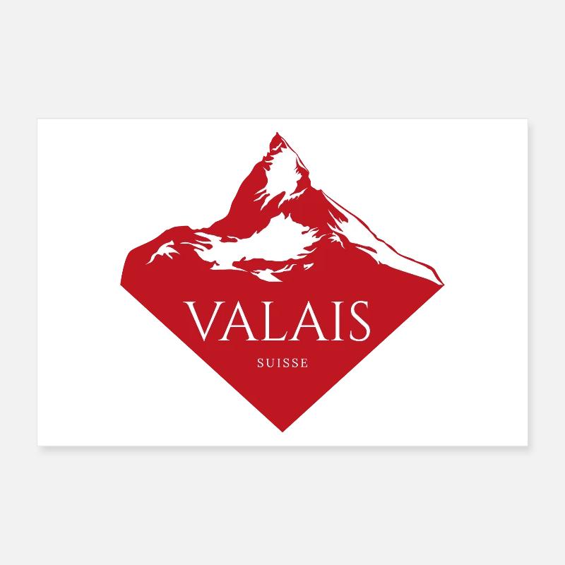 Valais Bergspitze Rot Logo Poster 30x20 cm
