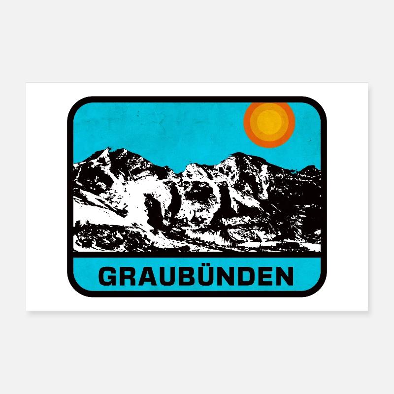 Graubünden Panorama Sun's Edge Poster 12" x 8" (30x20 cm)