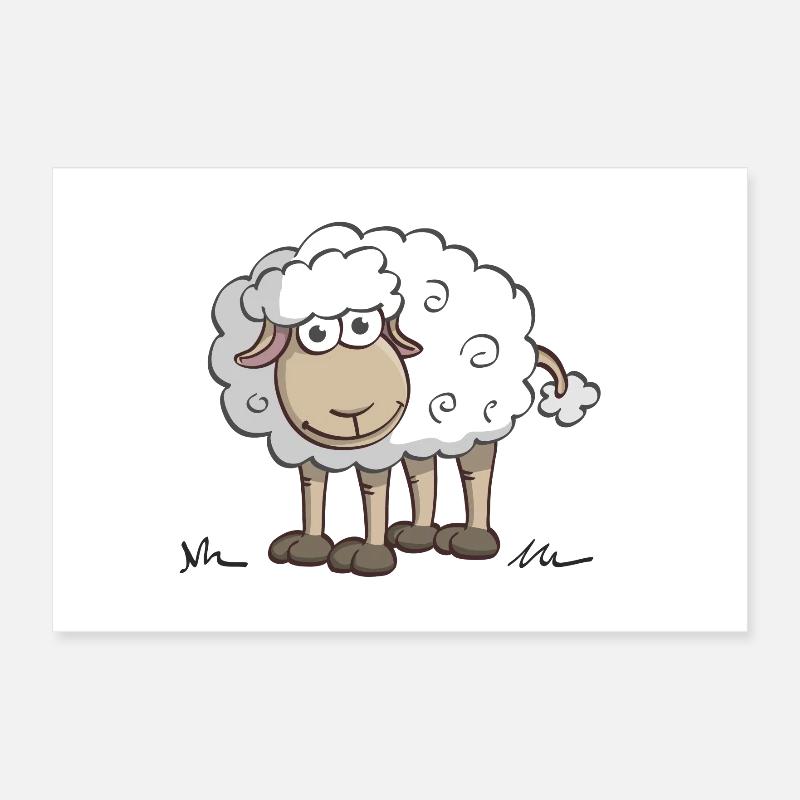 Illustration joyeuse d’un mouton souriant Poster 30 x 20 cm