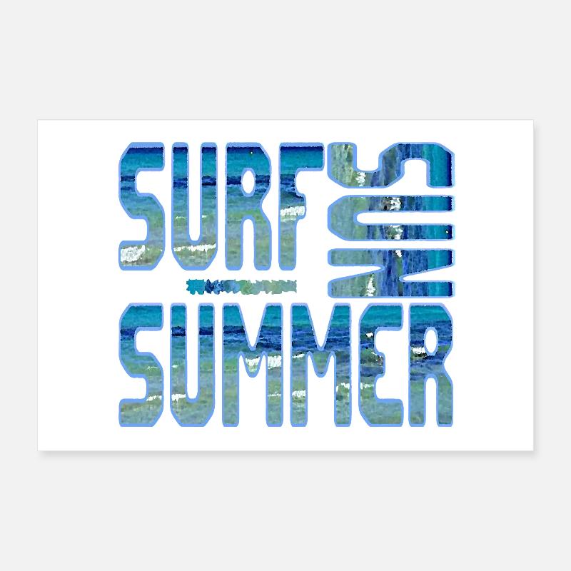 Été Surf Blue Beach Eau de mer Soleil Poster 30 x 20 cm