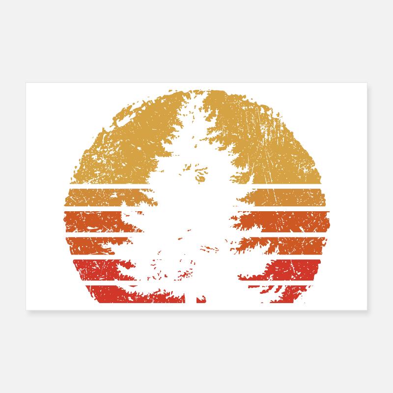 Silhouette de pin coucher de soleil Poster 30 x 20 cm