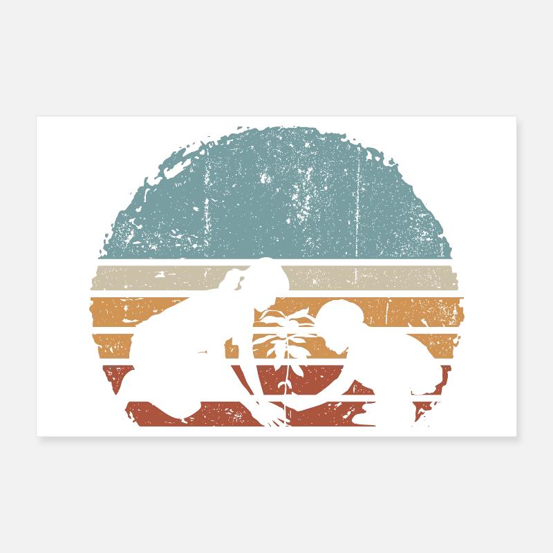 Sunset Silhouette Duo von Palm Tree Poster 30x20 cm