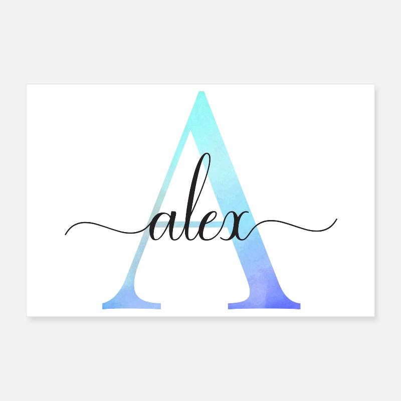 A| Monogramm | Name | Alex | Watercolor Poster 30x20 cm