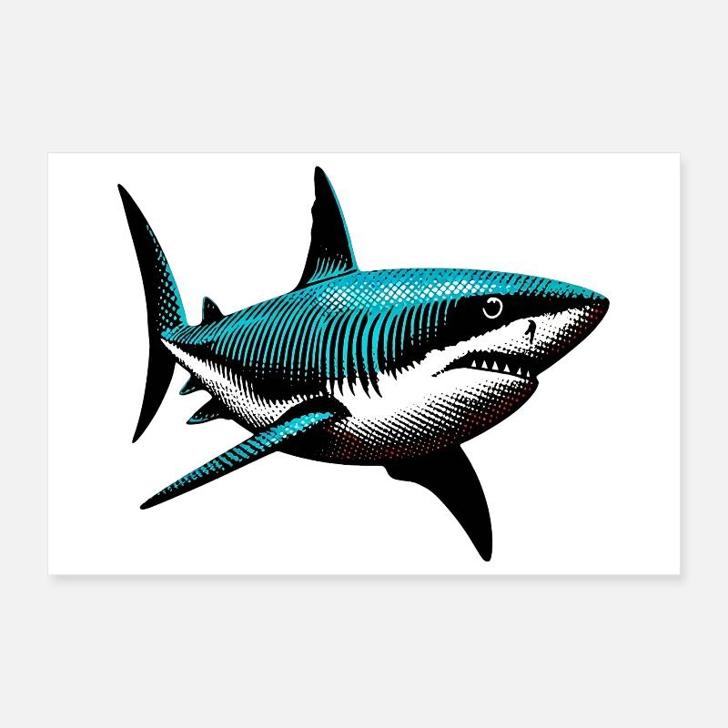 Shark Poster 12" x 8" (30x20 cm)