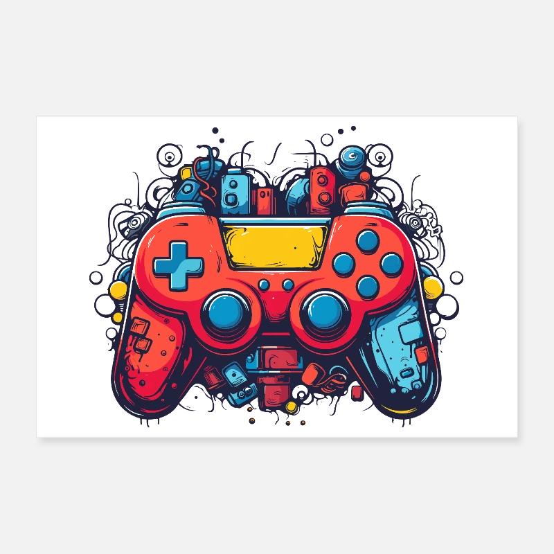 Vintage Gaming Controller Poster 30x20 cm