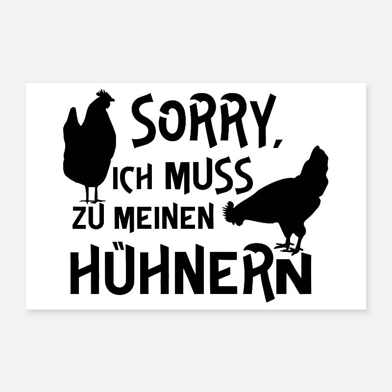 Humorous chicken design with text Poster 12" x 8" (30x20 cm)