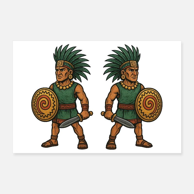 Double guerrier aztèque Poster 30 x 20 cm