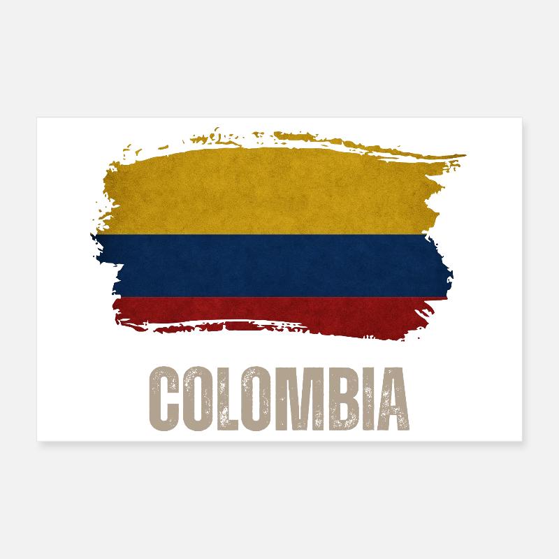 Vintage Colombie, drapeau de la Colombie Poster 30 x 20 cm