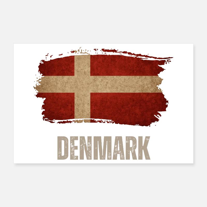 Vintage Danemark, drapeau du Danemark Poster 30 x 20 cm