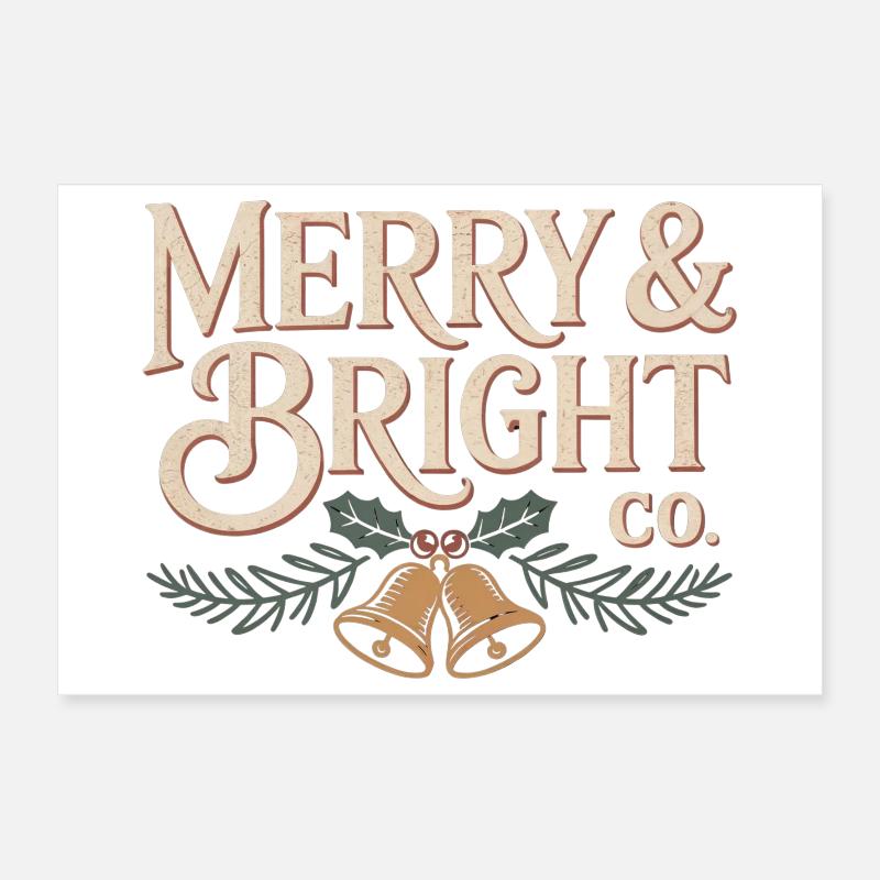 Merry & Bright Co. – Design de Noël classique Poster 30 x 20 cm