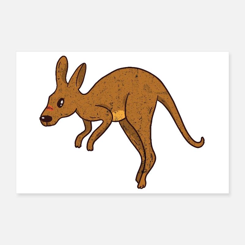 Känguru Vintage Rust-Texture Poster 30x20 cm