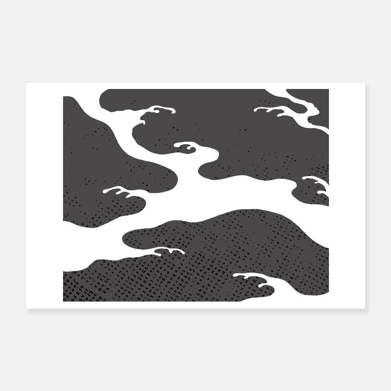 Gray Seigaiha – Japanese Wave Pattern  Poster 12" x 8" (30x20 cm)