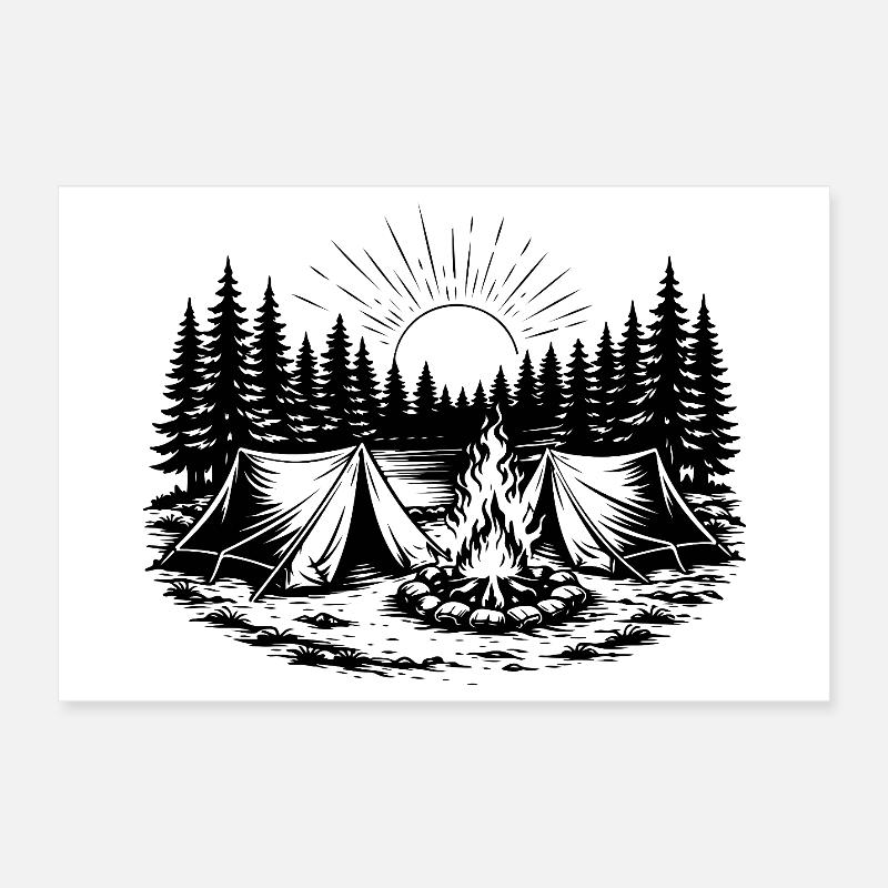 Camping Zelt Wald Landschaft Poster 30x20 cm