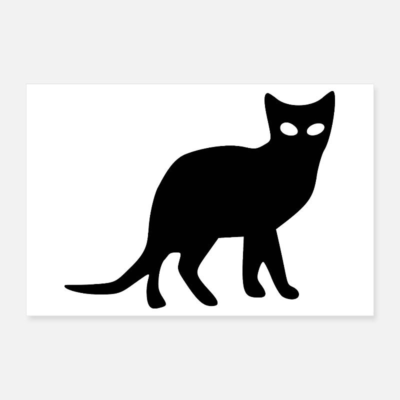 Chat Black Silhouette Cadeau Chat Amateur de Chat Poster 30 x 20 cm