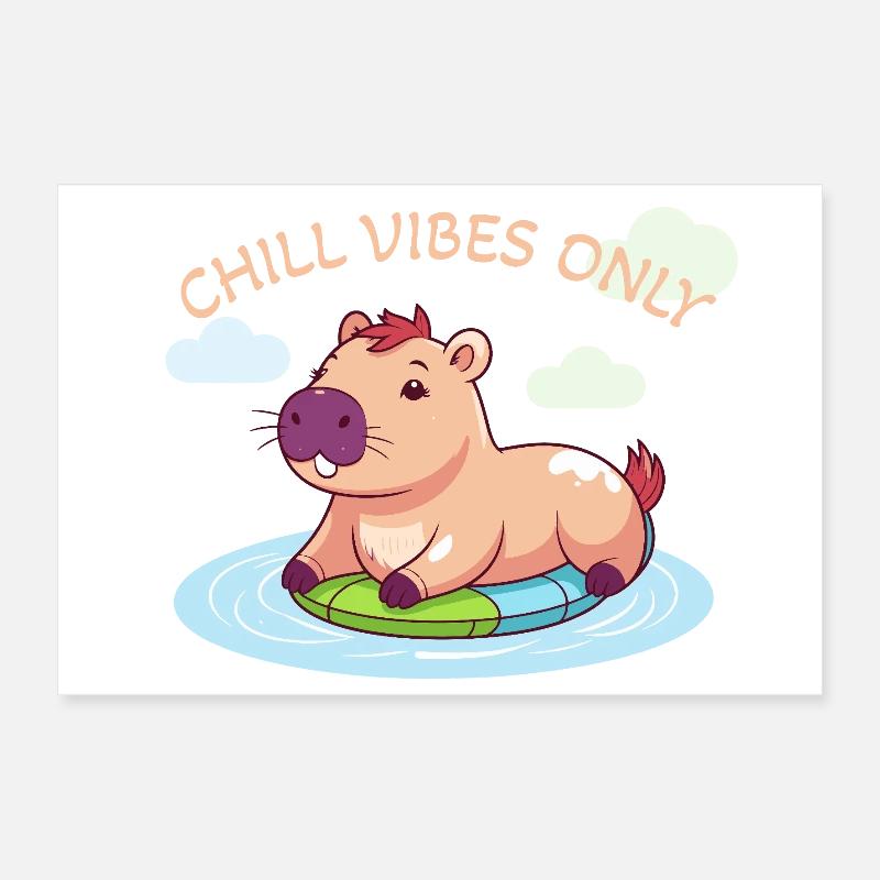Capybara mignon - Capybara sur planche de surf Poster 30 x 20 cm