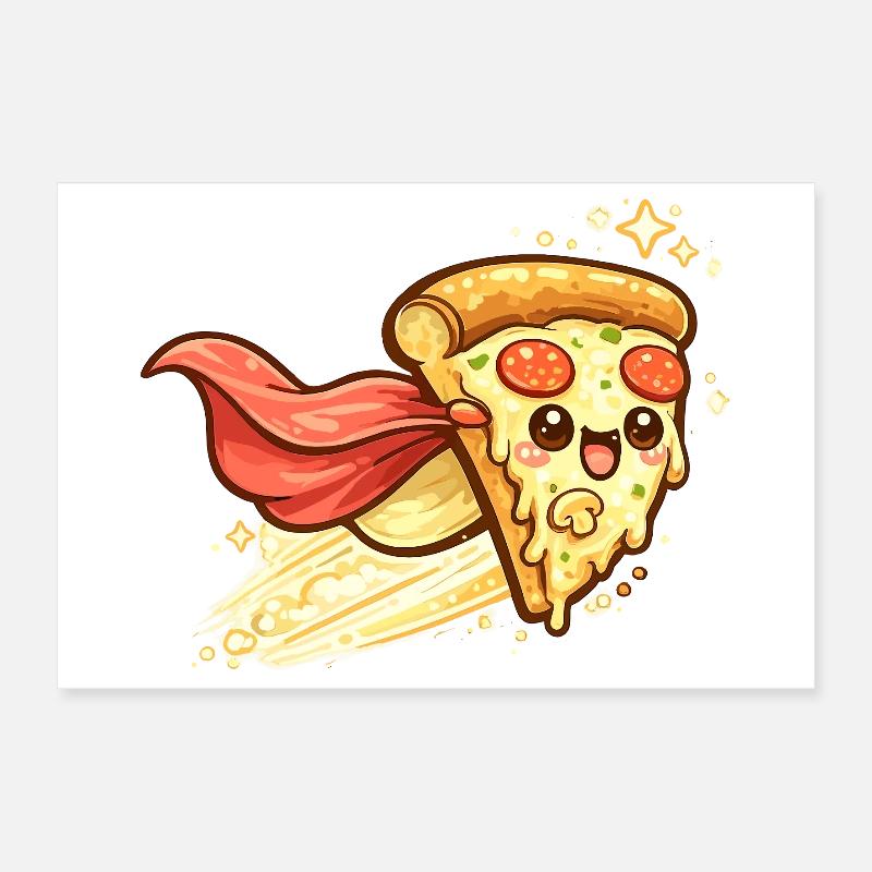 Pizzaheld mit Cape Poster 30x20 cm