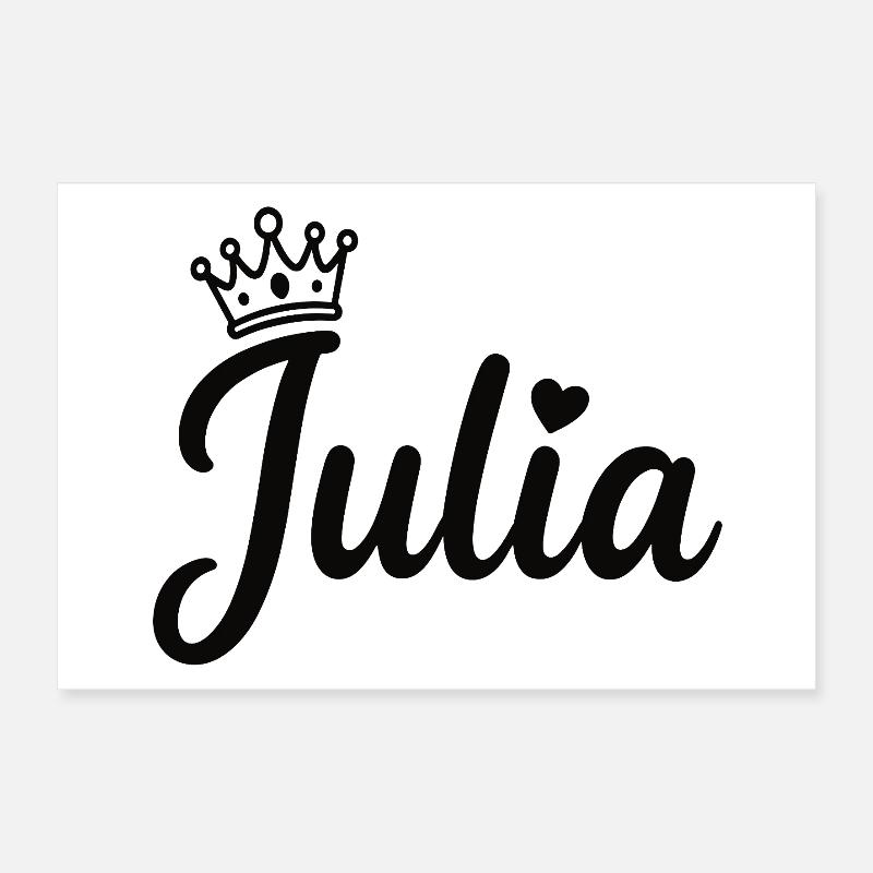 Juliet Name Crown Heart Calligraphy Personalized Poster 12" x 8" (30x20 cm)