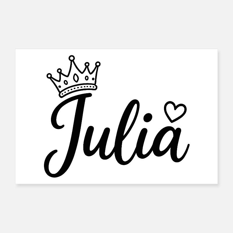 Juliette Nom Couronne Calligraphie personnalisée Poster 30 x 20 cm