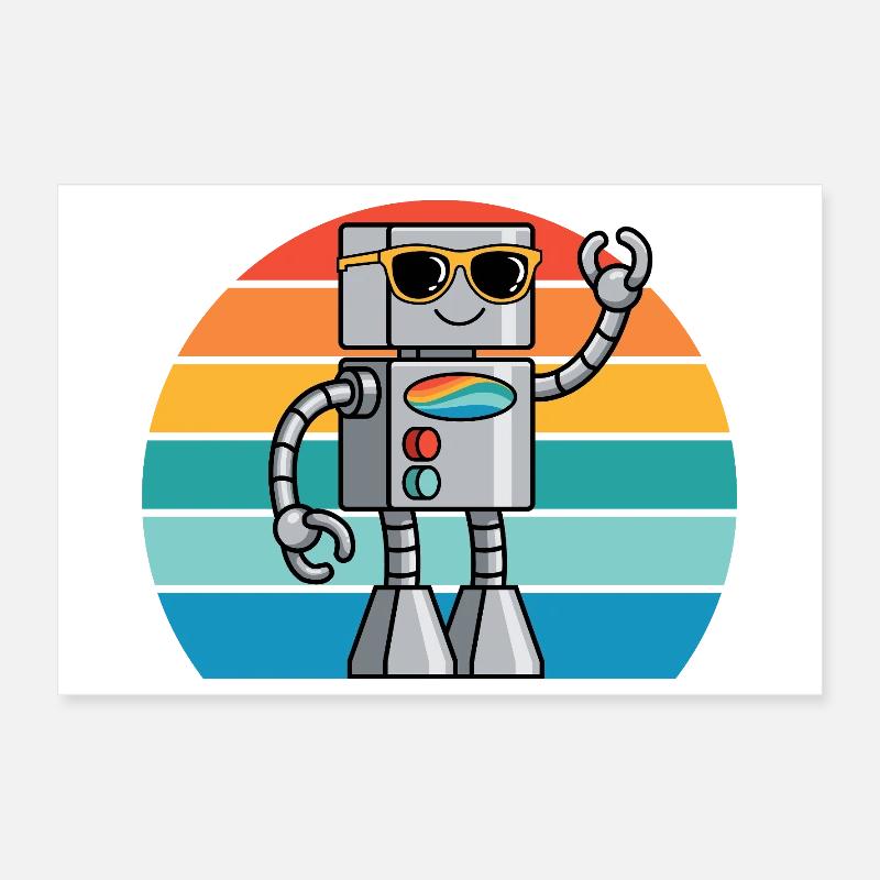 Robot Ki rétro pour les passionnés de technologie et les fans de robots Poster 30 x 20 cm