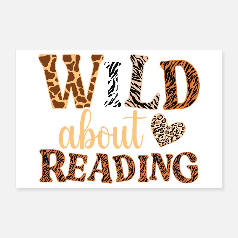 WILD über Lesen: Tiermuster Buchstaben Poster 30x20 cm