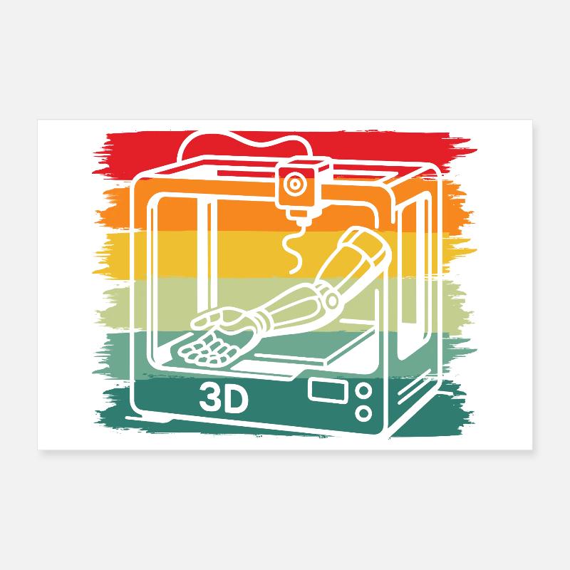 Fabricant de bras robotisés pour imprimantes 3D rétro vintage Poster 30 x 20 cm
