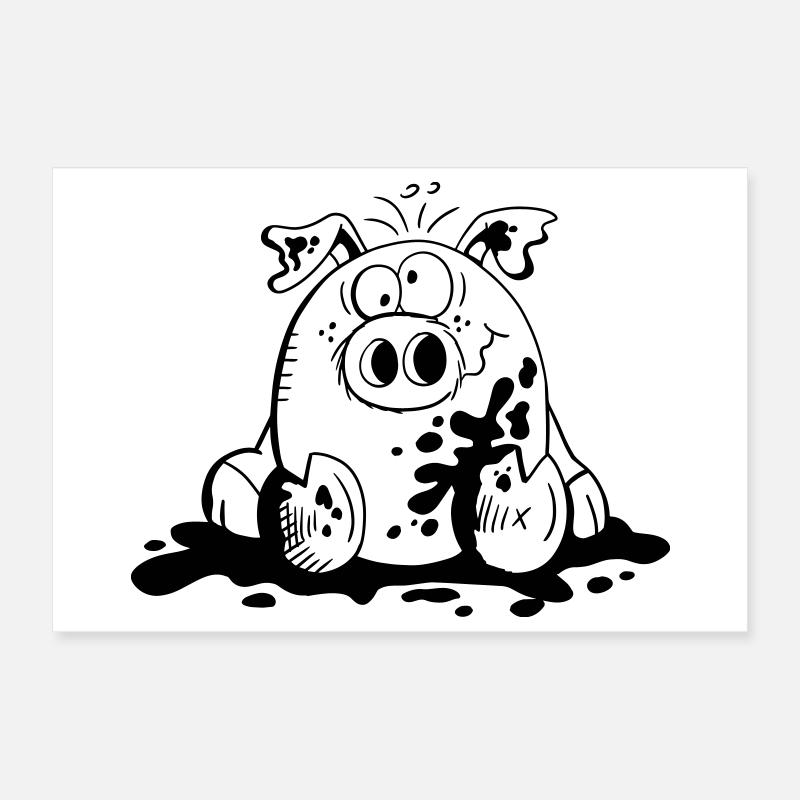 Cochon dans la boue - Cochons - Cadeau Poster 30 x 20 cm